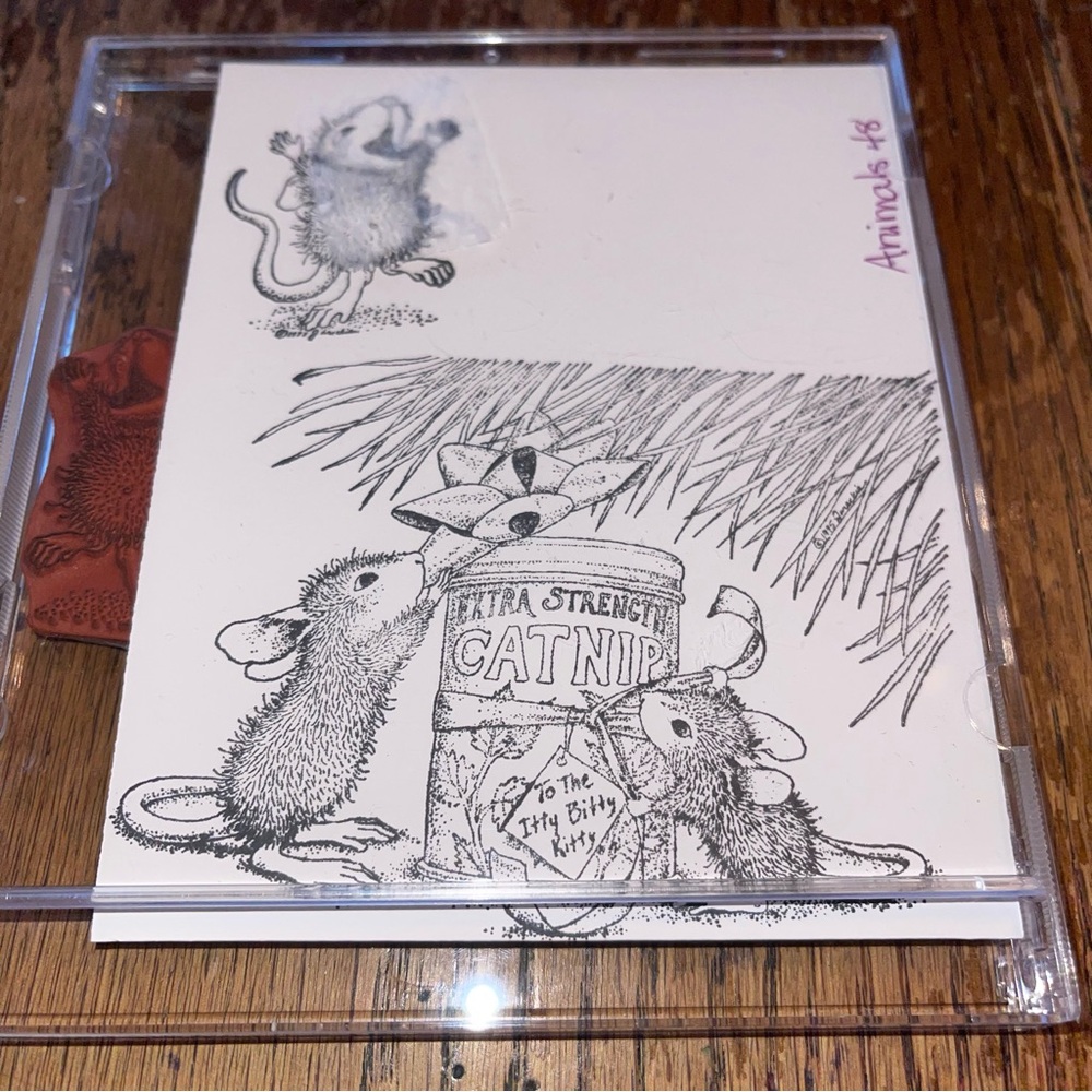 House Mouse Catnip Cling Stamp Pre Owned Rare Stamp Card Making